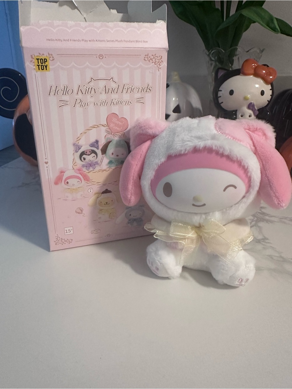 NWT My Melody kitten plush keychain bag charm